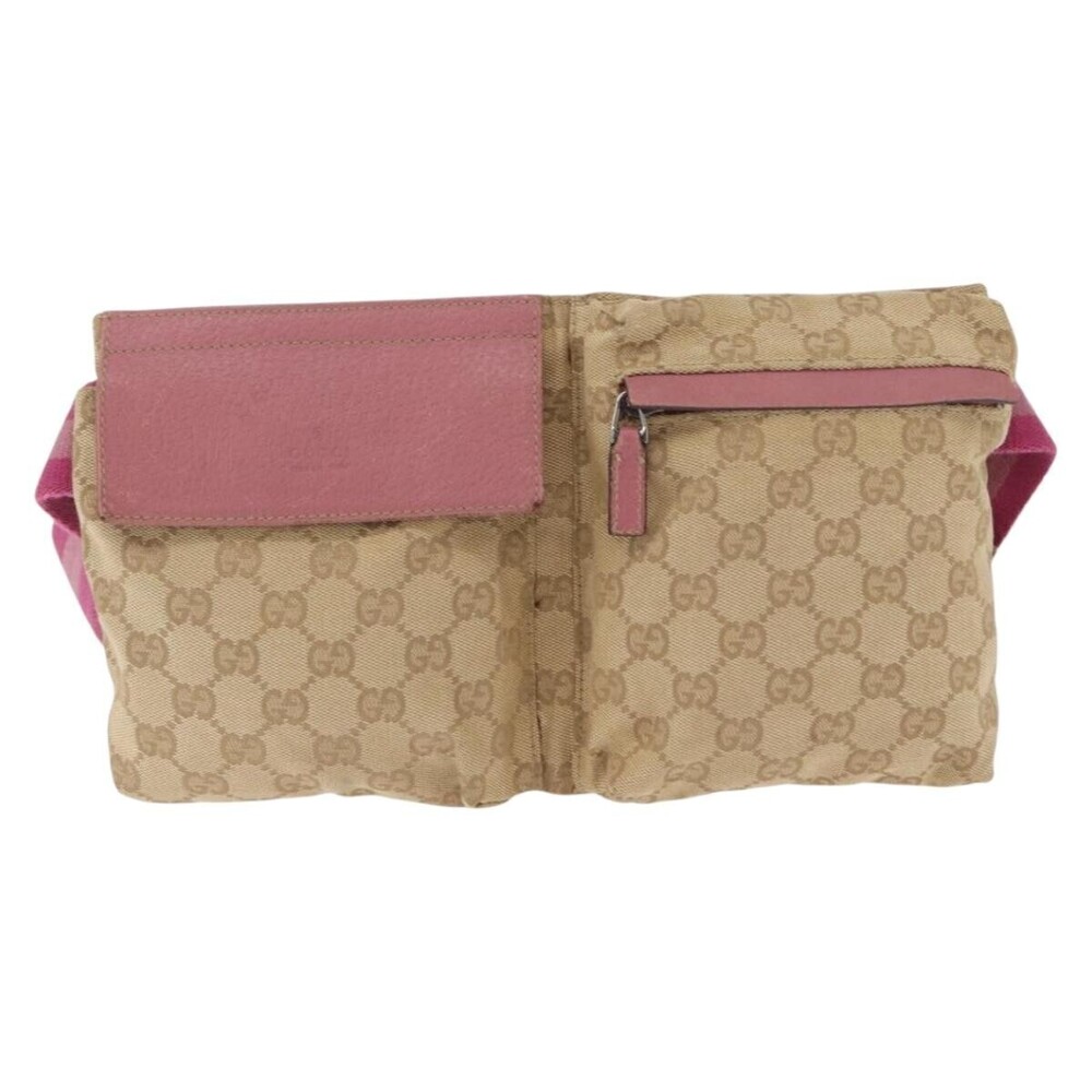 Gucci Vintage Double Belt GG Canvas with Leather Small